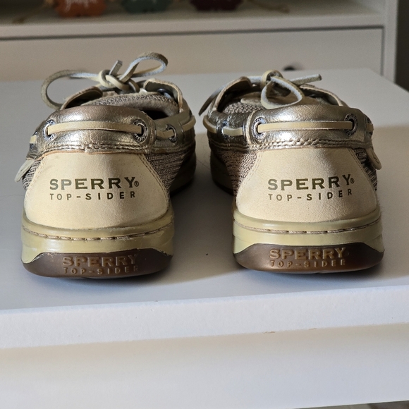 Sperry Angelfish Gold Women's Leather And Mesh Boat Shoes Size 9M - Picture 5 of 11